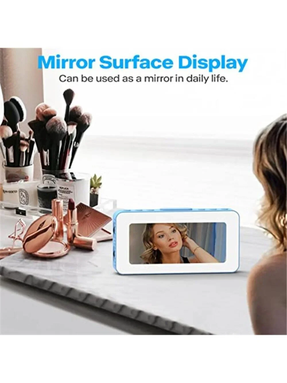 LED Alarm Clock Digital Mirror Display RGB Night Light Dual Alarm USB Charger